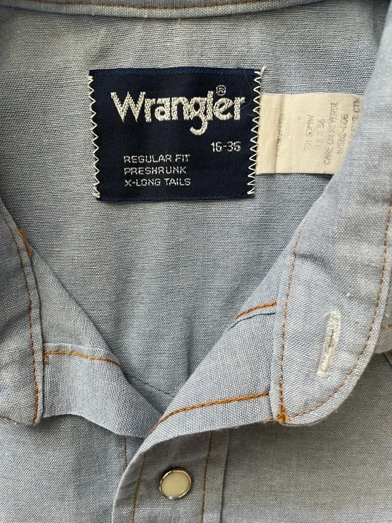 Wrangler Chambray Western Shirt Embroidered Snap Button Top Size 16-36 - Picture 4 of 4